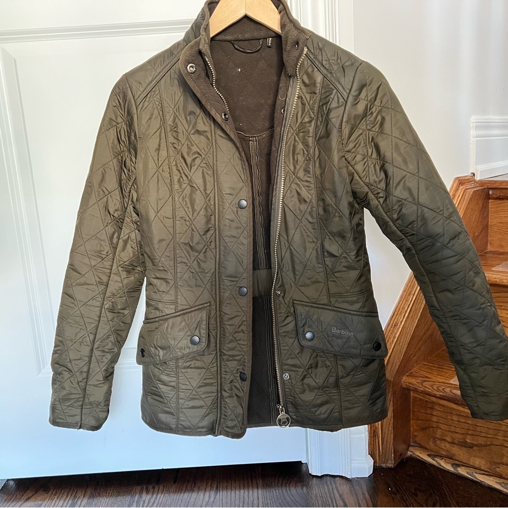 Army green Barbour quilted jacket